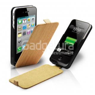 S - Case Luxe кожаный раскладной чехол зарядка для Iphone 4/4S Wood Stripe