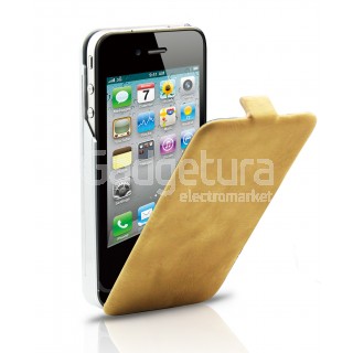 S - Case VIP кожаный раскладной чехол зарядка для Iphone 4/4S Deep Yellow