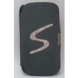 чехол книга samsung galaxy i8190 sIII стразами черный