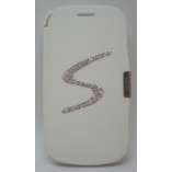 чехол книга samsung galaxy i8190 sIII стразами белый